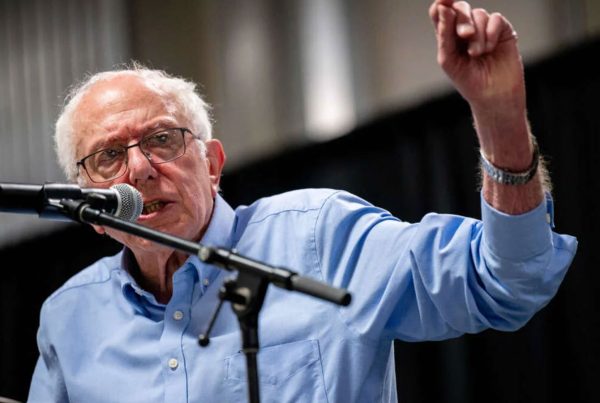 Sen. Bernie Sanders speaks to attendees during a "Our Fight, Our Future" rally at The Millennium bowling alley on October 2, 2024, in Austin, Texas.