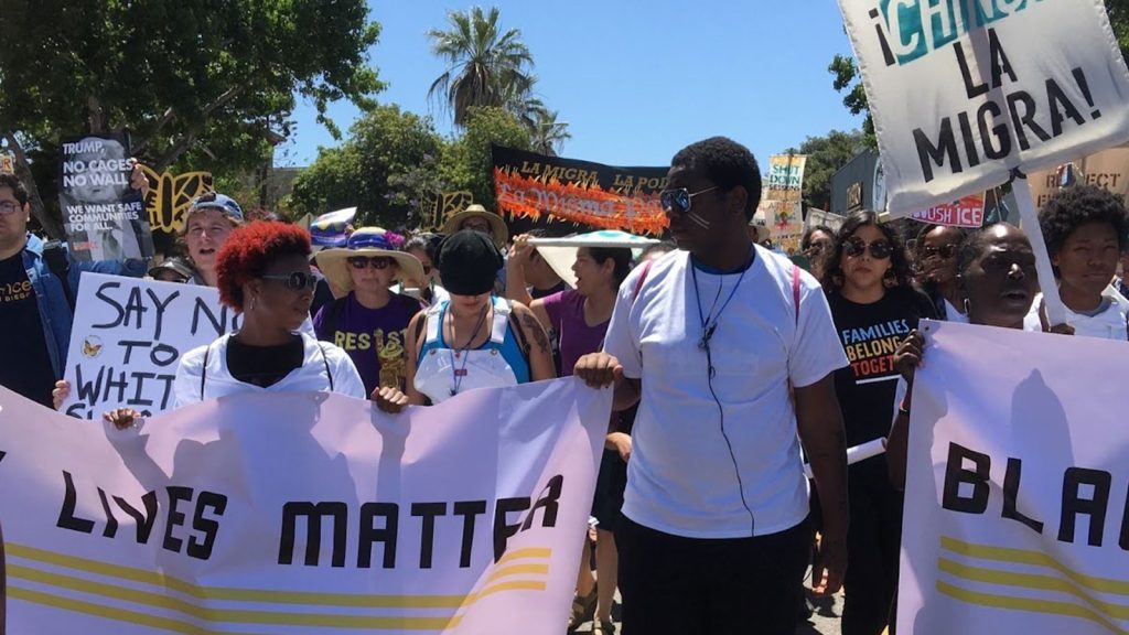 Black Lives Matter Los Angeles takes to the street in 2016, rallying for resistance against Donald Trumps Presidency, Los Angeles, CA