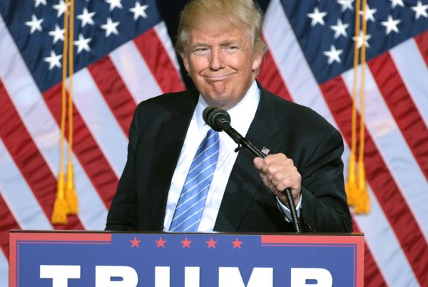 Donald Trump speaking to supporters at an immigration policy speech at the Phoenix Convention Center in Phoenix, Arizona.