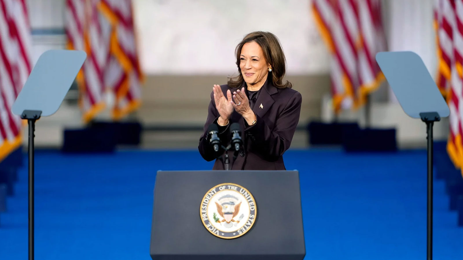 WASHINGTON, DC – NOVEMBER 06: Democratic presidential nominee, U.S. Vice President Kamala Harris arrives to speak on stage as she concedes the election, at Howard University on November 06, 2024 in Washington, DC. After a contentious campaign focused on key battleground states, the Republican presidential nominee, former U.S. President Donald Trump was projected to secure the majority of electoral votes, giving him a second term as U.S. President. Republicans also secured control of the Senate for the first time in four years. 