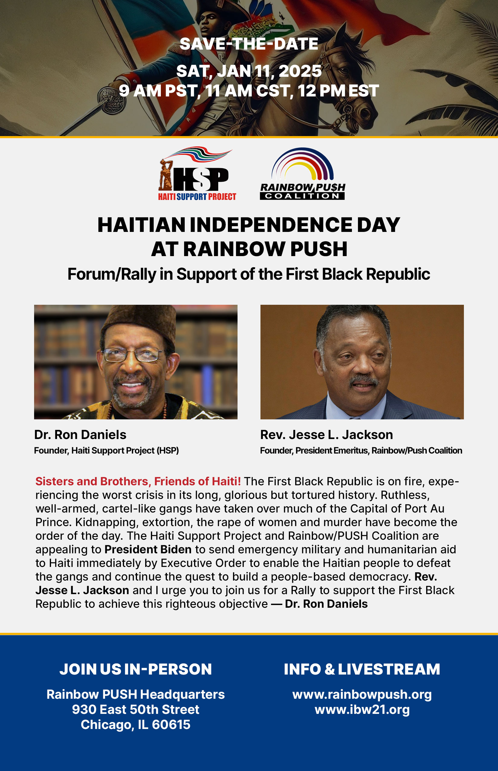 Haitian Independence Day 2025 at Rainbow PUSH: A Forum/Rally in Support of the First Black Republic