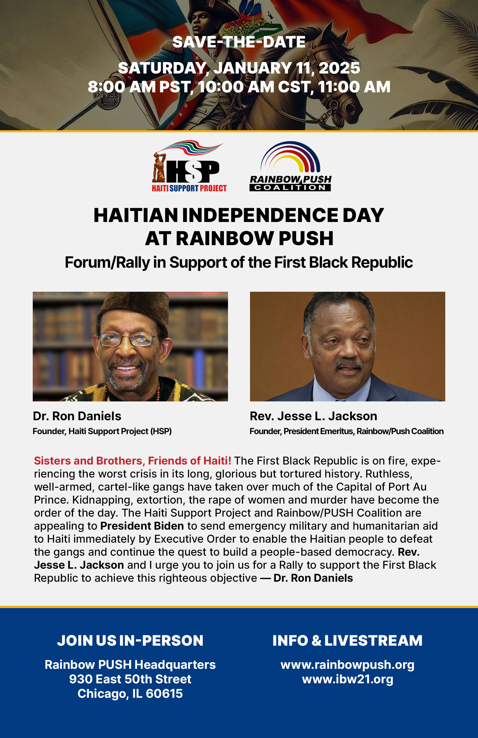 Haitian Independence Day 2025 at Rainbow PUSH: A Forum/Rally in Support of the First Black Republic