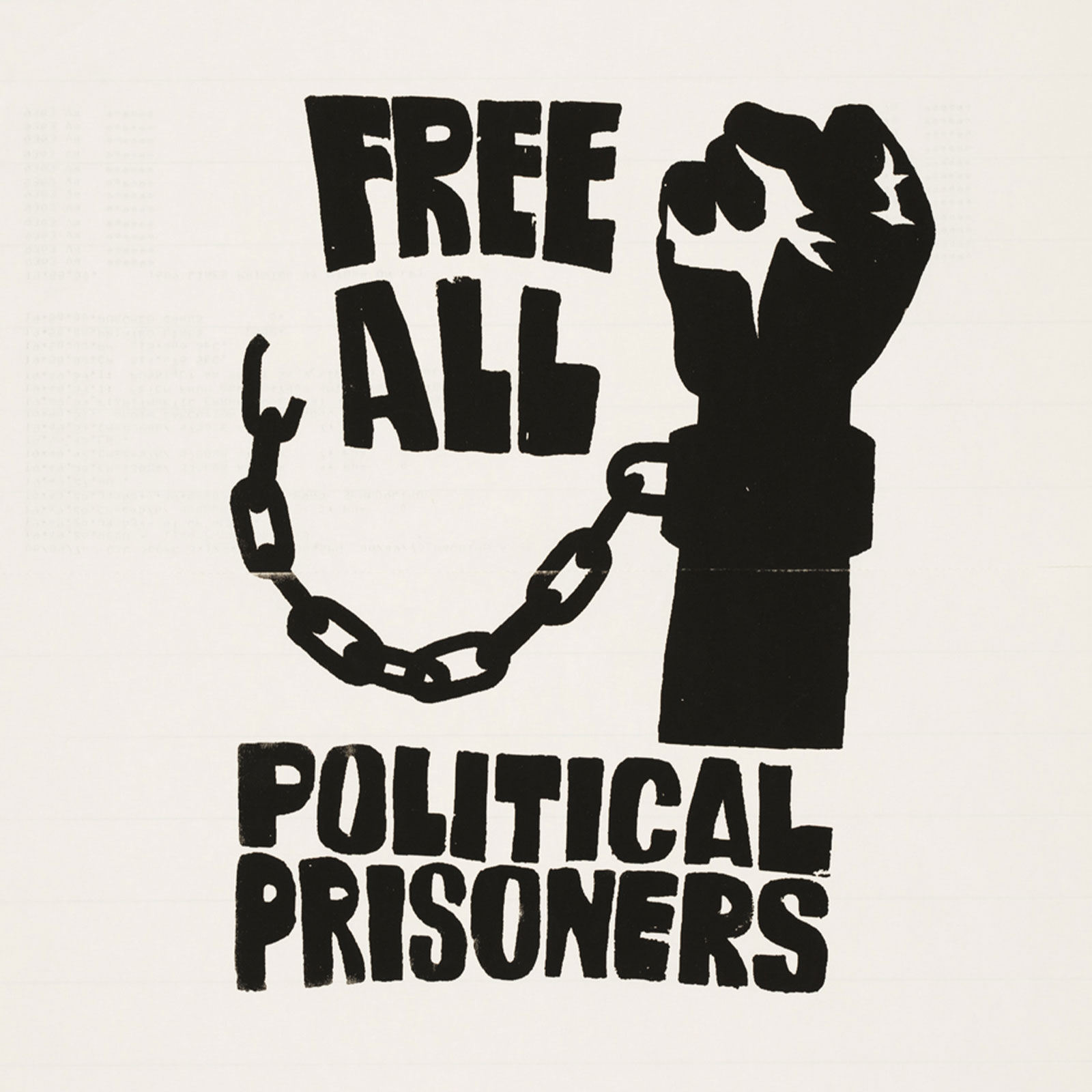 Free all political prisoners by Political Poster Workshop at the University of California, Berkeley (circa 1970)