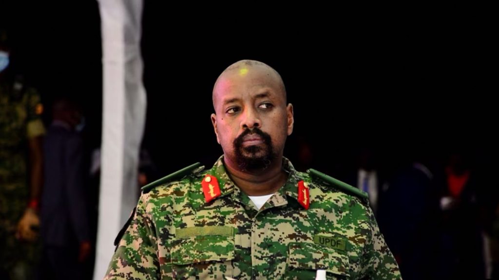 Lt. General Muhoozi Kainerugaba, the son of Uganda's President Yoweri Museveni, who leads the Ugandan army's land forces, looks on during his birthday party in Entebbe, Uganda May 7, 2022