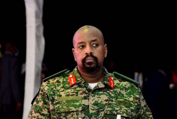 Lt. General Muhoozi Kainerugaba, the son of Uganda's President Yoweri Museveni, who leads the Ugandan army's land forces, looks on during his birthday party in Entebbe, Uganda May 7, 2022