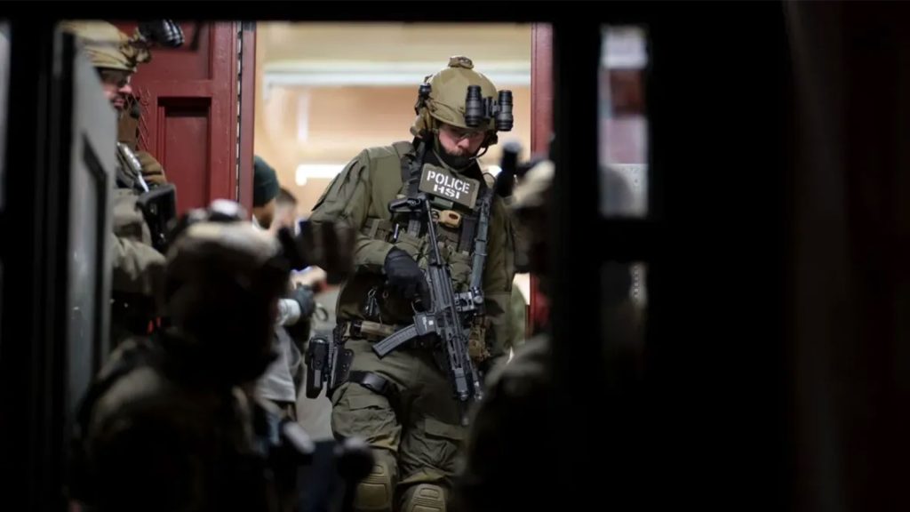 An officer participates in an ICE-led removal operation targeting violent criminals in New York City on Jan. 28, 2025. The operation included ICE, DEA, Secret Service, NYPD, ATF New York, and U.S. Marshals. Photo by Tia Dufour courtesy of Dept. of Homeland Security.