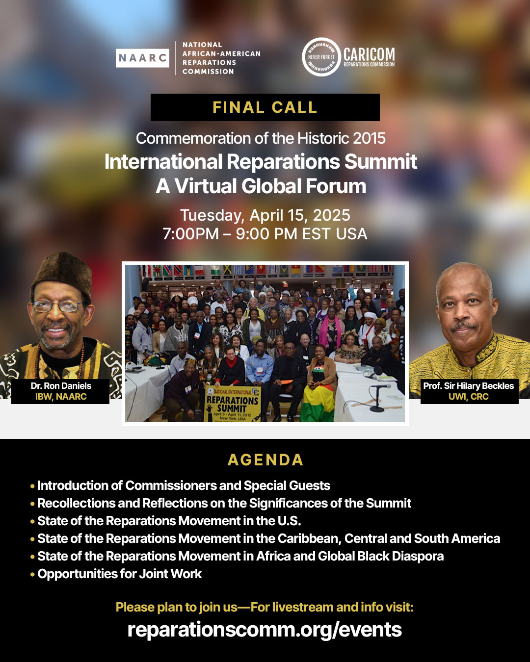 Flyer: Virtual Global Forum Commemorating the 2015 International Reparations Summit