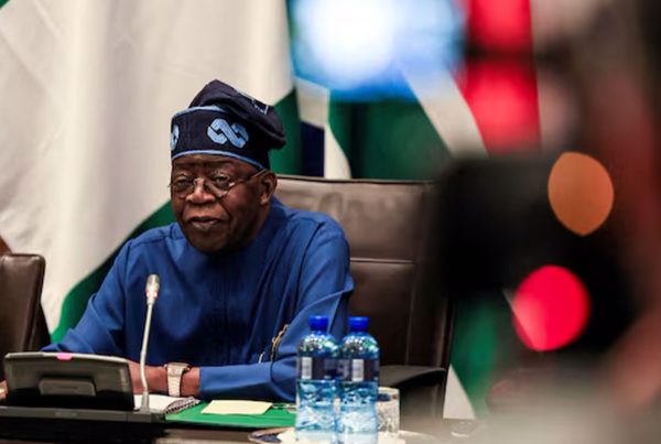 Nigerian President Bola Tinubu looks on as he meets with South African President Cyril Ramaphosa in Cape Town, South Africa, December 3, 2024