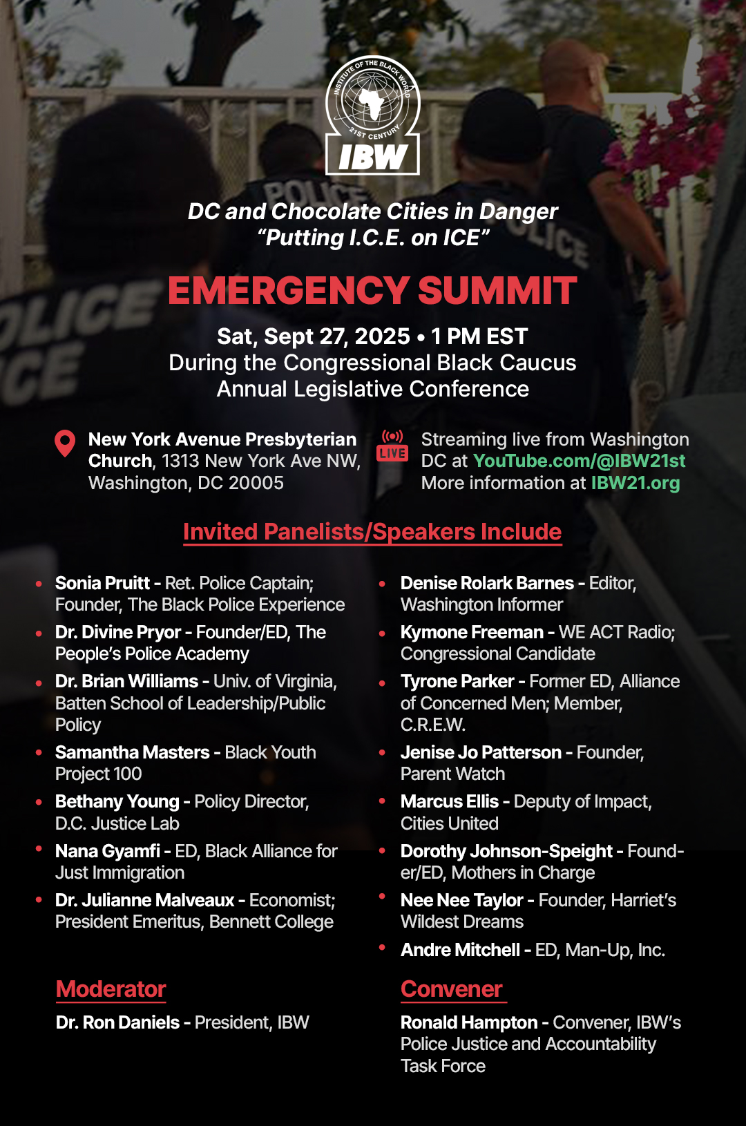 DC and Chocolate Cities in Danger: Emergency Summit “Putting I.C.E. on ICE” — Sept 27, 2025