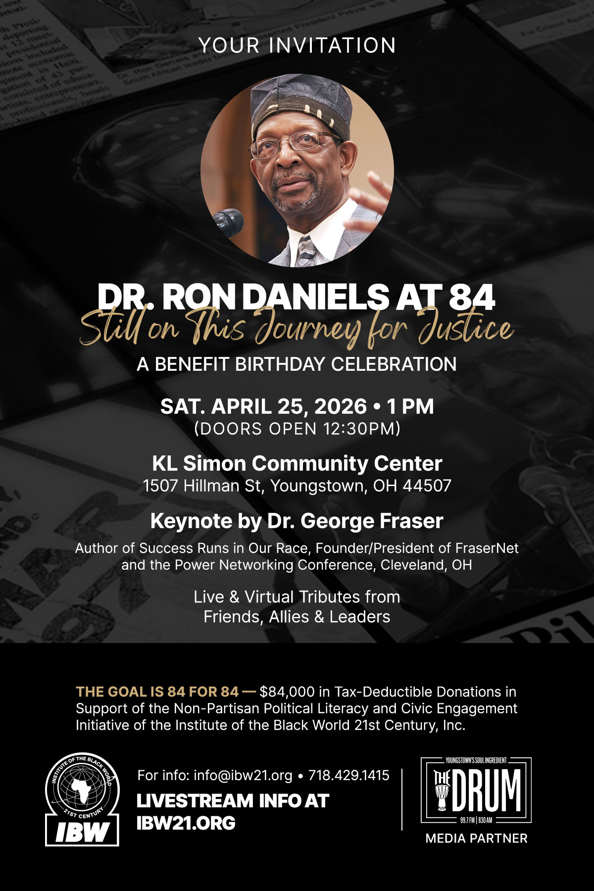 Dr. Ron Daniels at 84: Benefit Birthday Celebration (April 25, 2026)