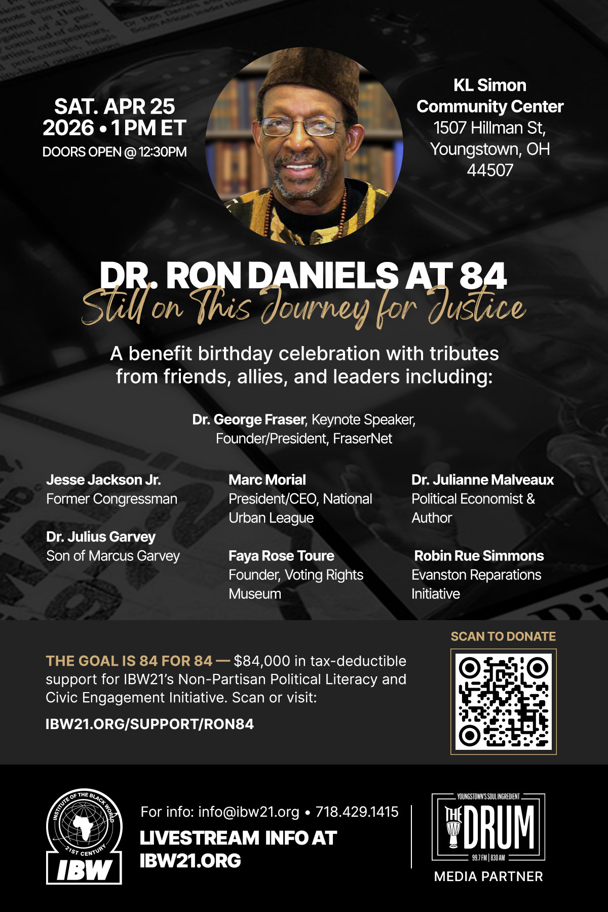Dr. Ron Daniels at 84: Benefit Birthday Celebration (April 25, 2026)
