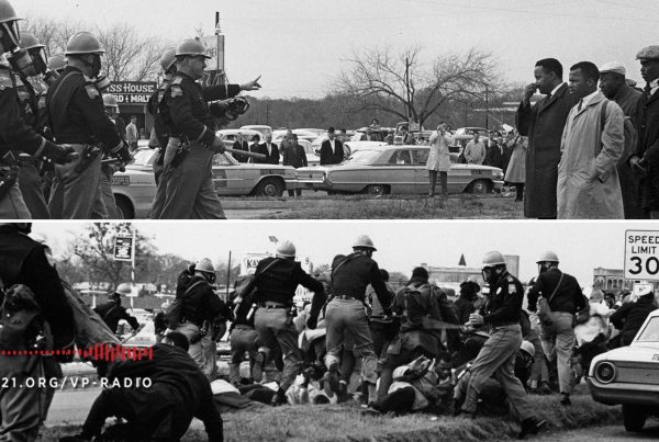 Vantage Point: Selma, Alabama — “Two Minute Warning” (top) and the assault on John Lewis (bottom), March 7, 1965. Photographs by Spider Martin. Public domain via Wikimedia Commons.