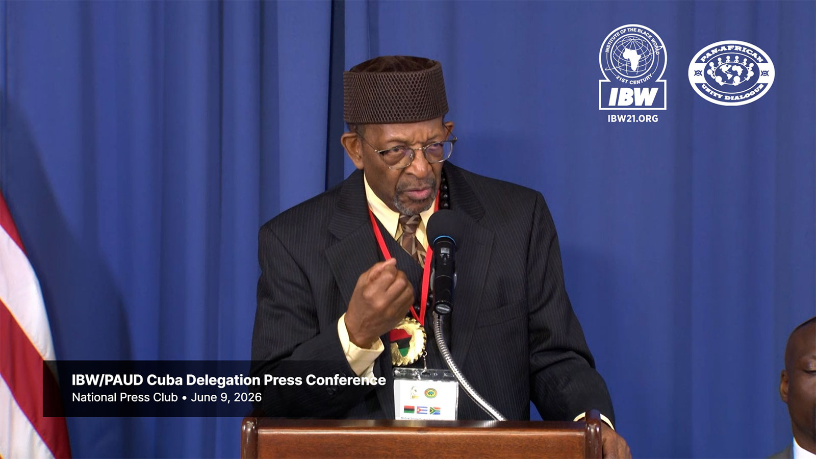Dr. Ron Daniels speaks during the IBW/PAUD Cuba Delegation press conference at the National Press Club in Washington, DC, on June 9, 2026.