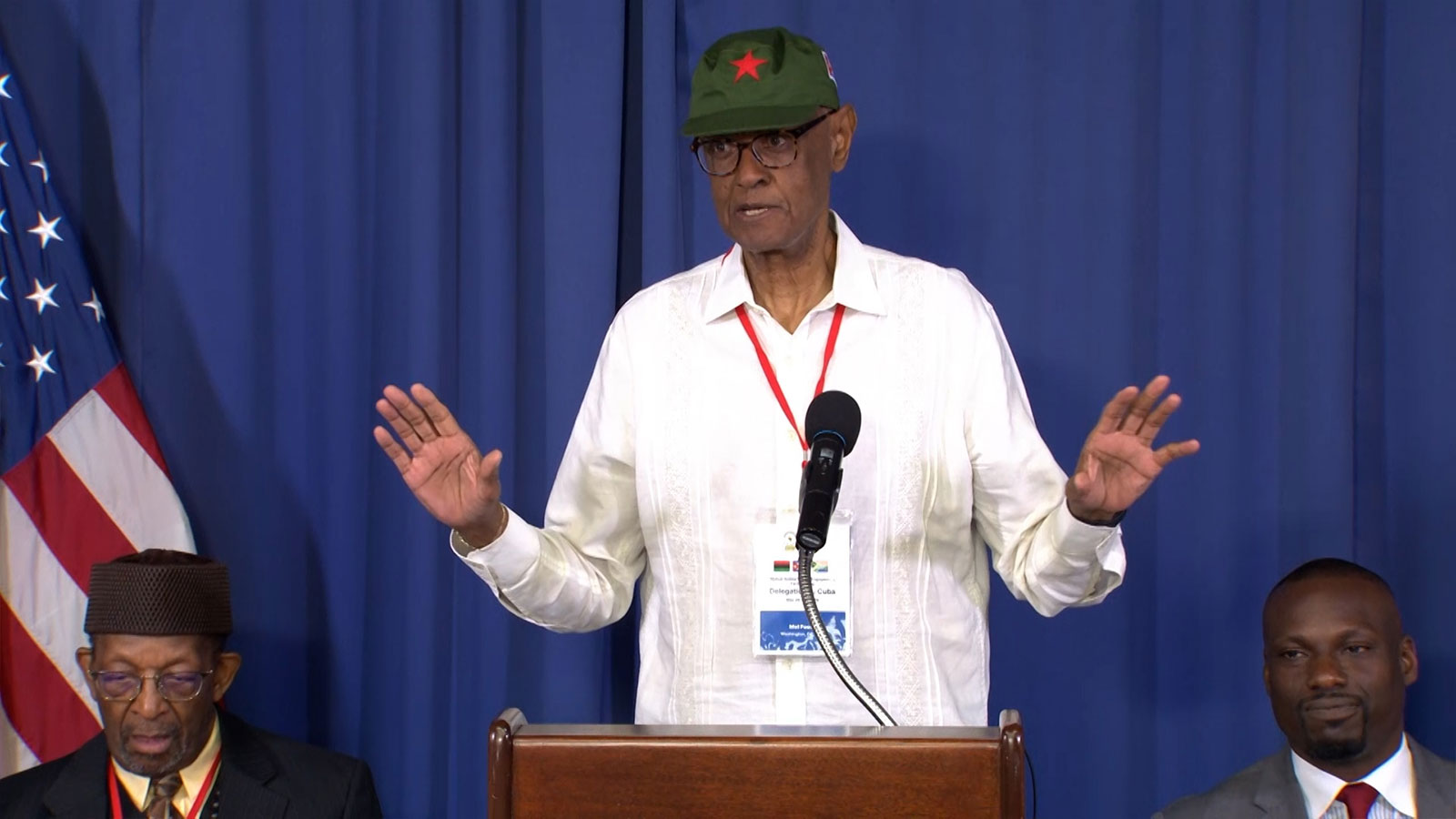 Mel Foote speaks during the IBW/PAUD Cuba Delegation report back and press conference at the National Press Club.