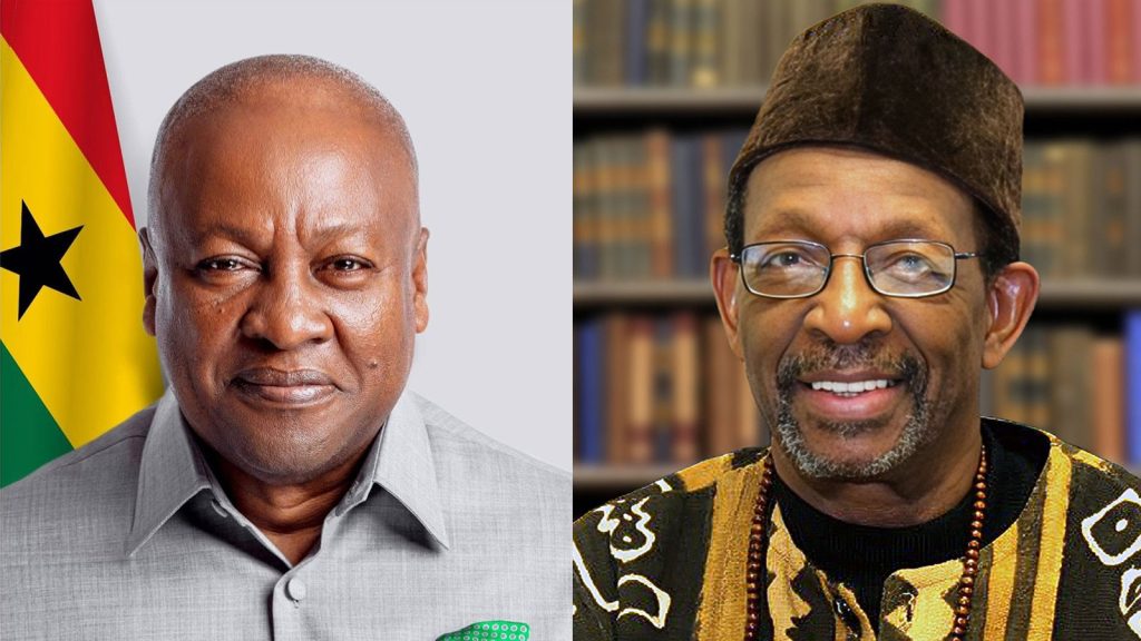 Photos (l/r): H.E. John Dramani Mahama, President of the Republic of Ghana and Dr. Ron Daniels, Convener of the National African American Reparations Commission (NAARC) and President of the Institute of the Black World 21st Century (IBW21)