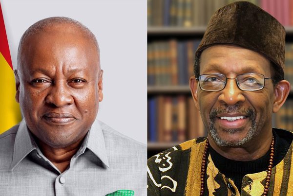 Photos (l/r): H.E. John Dramani Mahama, President of the Republic of Ghana and Dr. Ron Daniels, Convener of the National African American Reparations Commission (NAARC) and President of the Institute of the Black World 21st Century (IBW21)