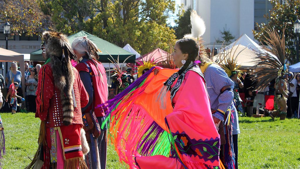 Participants at an Indigenous Peoples Day celebration in Berkeley, California